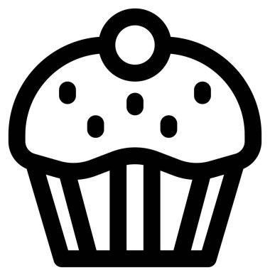 Tasty muffin with flavored sprinkles and cherry