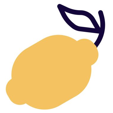 Juicy lemon with leaf and stem.