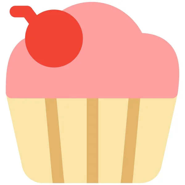 Cherry Cupcake Fancy Sweet Treat — Stok Vektör