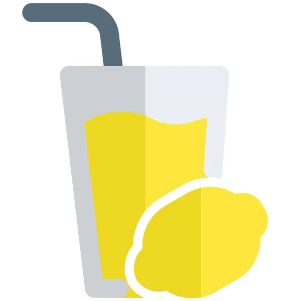 Refreshing Lemon Juice Served Glass — Vetor de Stock