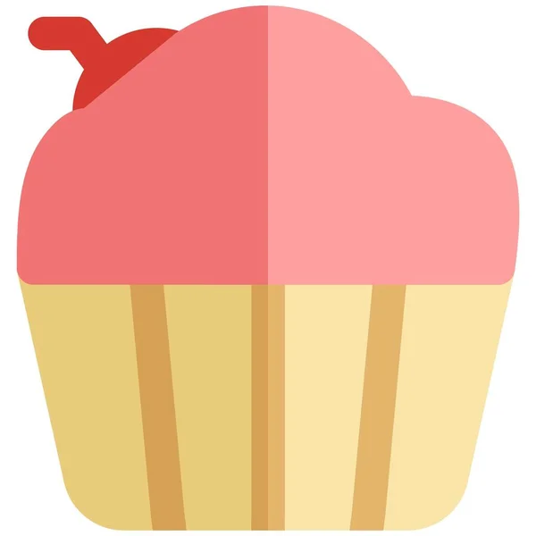Cherry Cupcake Fancy Sweet Treat — Stok Vektör