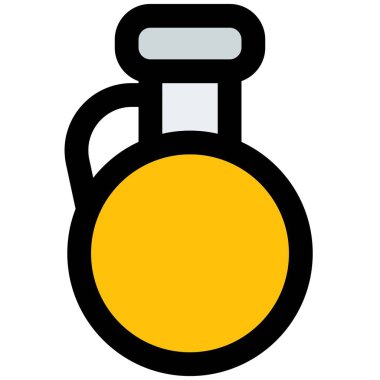 Handled jar of melted coconut oil.