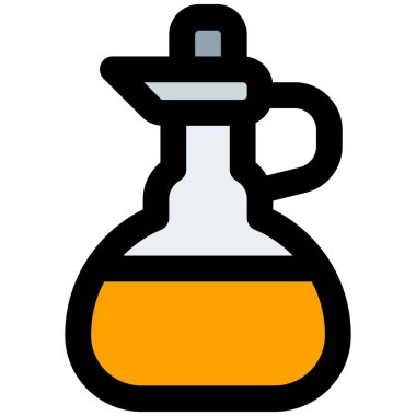 Handled jar containing apple cider vinegar.