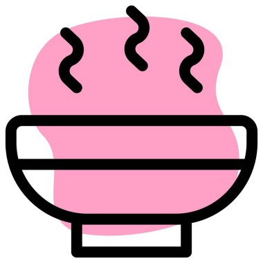 Hot soup served in ceramic bowl.