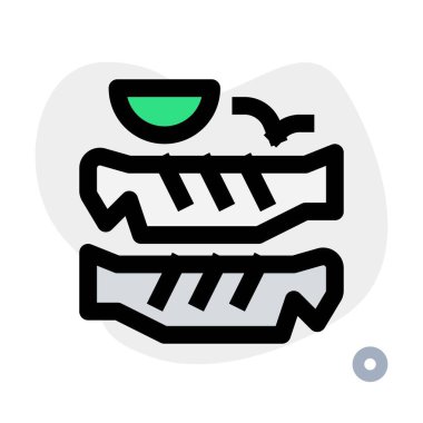 Barbecued trout served with dip