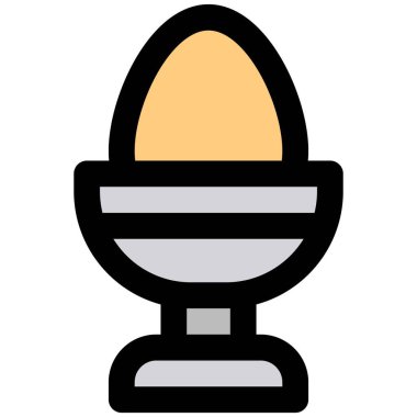 Boiled egg contained in holder.