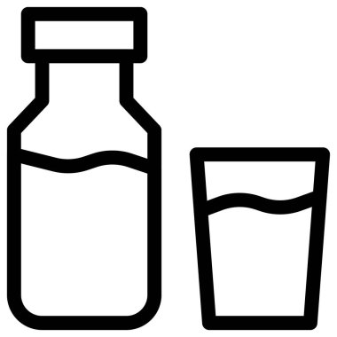 A glass with pasteurized milk bottle.