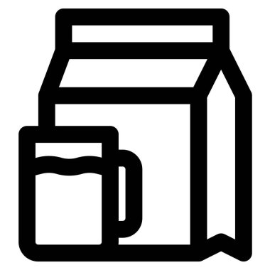 Fatty milk in package with handled mug.