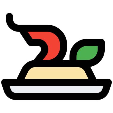 Shrimp cuisine served with garnishing