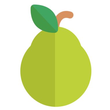 Closeup of guava fruit with leaf.