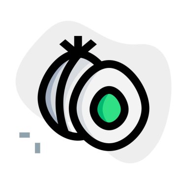 A halved fresh juicy gooseberry.