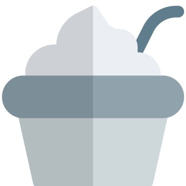 Yogurt served in cup with spoon