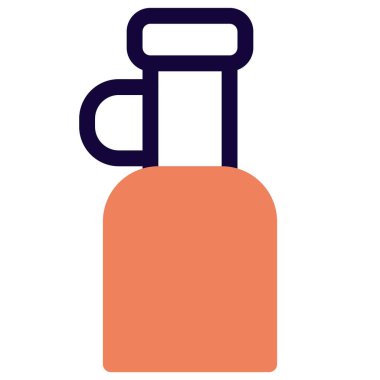 Handheld bottle of extra virgin olive oil.