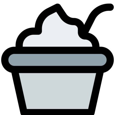 Yogurt served in cup with spoon