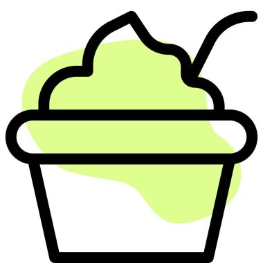 Yogurt served in cup with spoon