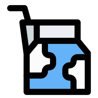 Torn milk pack containing straw