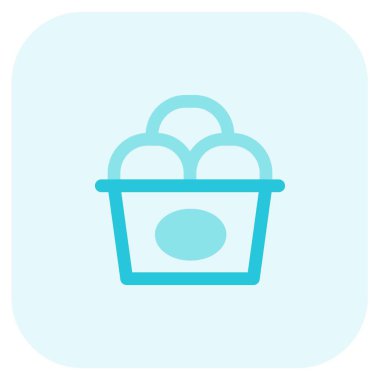 Caramel flavored bubblegum ice scoops in a bucket.