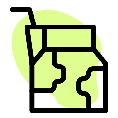 Torn milk pack containing straw