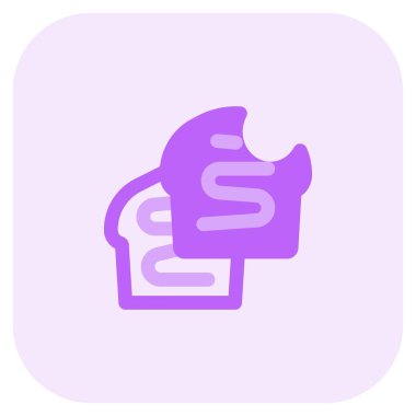 Bitten slices of bread spread with jam.