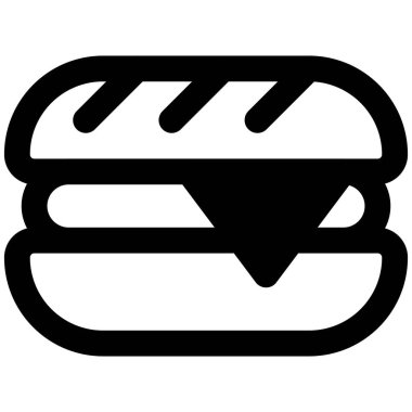 Cheese patty loaded between bun slices