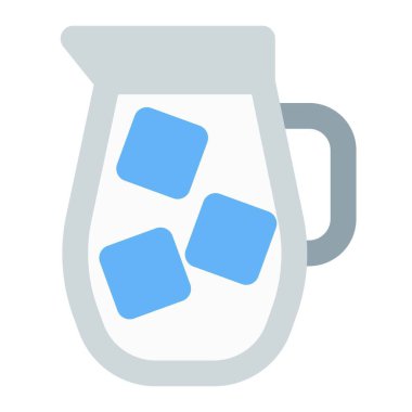 Cold milk with ice cubes in a jug.