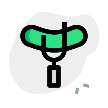 Delicious currywurst pork sausage on fork.