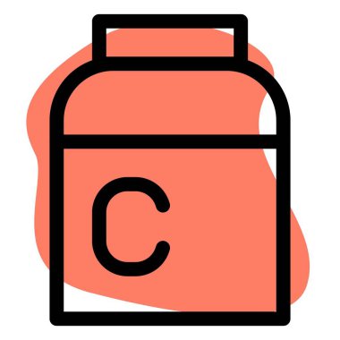 Powdered casein in a plastic container.