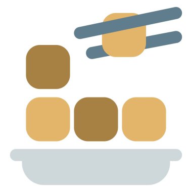 Fried stinky tofu served with chopsticks