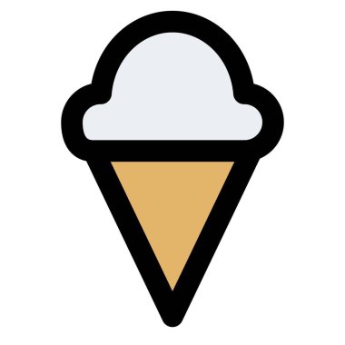 Waffle ice cream scooped on a cone.