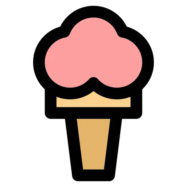 Delicious Fluffy Waffle Cone Ice Cream — Stok Vektör