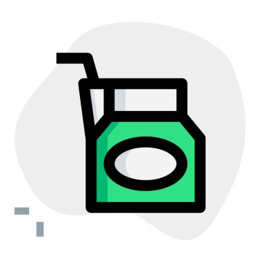 Disposable open milk packet with straw