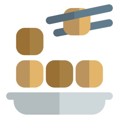 Fried stinky tofu served with chopsticks