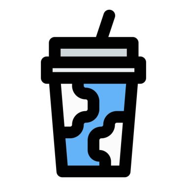 Disposable milk cup served with a straw.