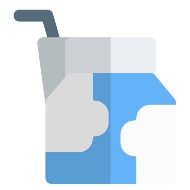 Torn milk pack containing straw