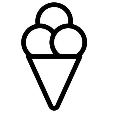 Trio of ice cream scoops topped in cone.