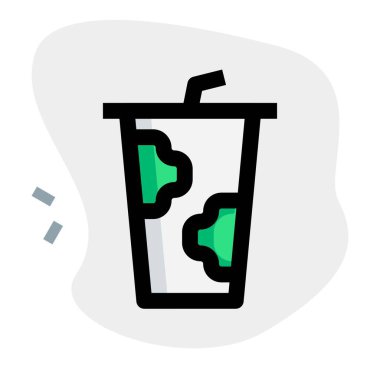 Disposable milk cup served as a beverage.