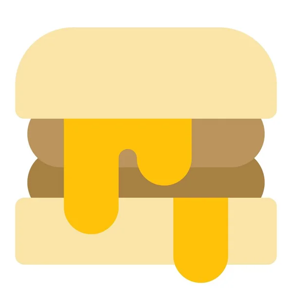 Klasik Ekstra Peynirli Çift Katmanlı Hamburger — Stok Vektör