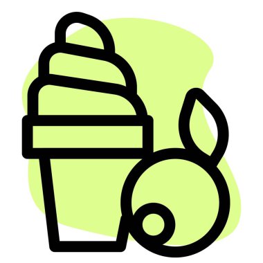 Swirl blueberry flavoured ice cream loaded in waffle