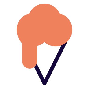 Melted sweet ice cream topped on cone.