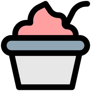 Delicious creamy yogurt bowl served with spoon.