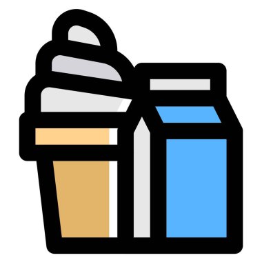 Fluffy coffee ice cream with milk carton.