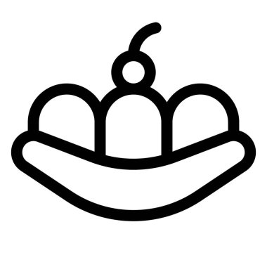 Traditional banana split ice cream with cherry icing