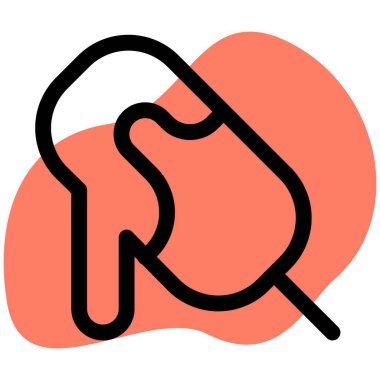 Melting cocoa ice bar on a stick.