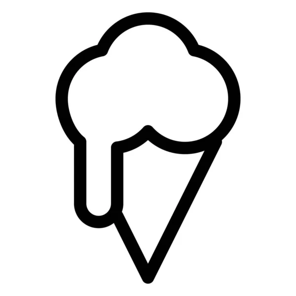 Melted Sweet Ice Cream Topped Cone — Stok Vektör