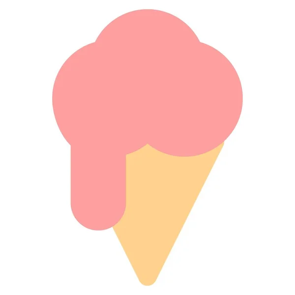 Melted Sweet Ice Cream Topped Cone — Stok Vektör