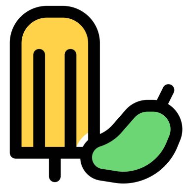 Tasty frozen mango flavored ice pop.