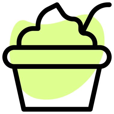 Delicious creamy yogurt bowl served with spoon.