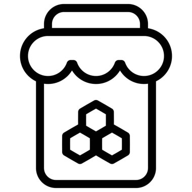 Glass jar full of sweet honey.