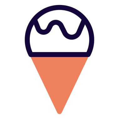 Ice scoop cone decorated with chocolate sauce.