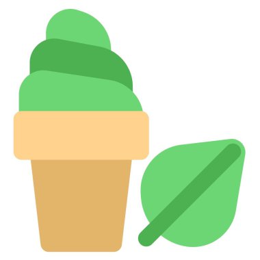 Refreshing basil flavored softy served in waffle